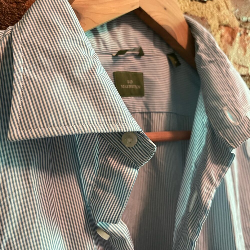 Sid Mashburn Blue & White Micro-Striped Button-Down | Medium Slim